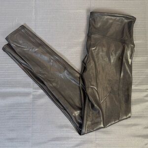 SPANX Faux Leather Leggings Women’s Large Black High Waisted Shaping Pants